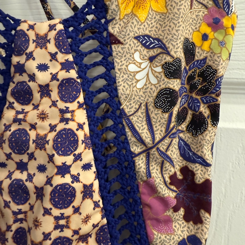 Urban Outfitters Floral Crochet One Piece - Blue and Yellow